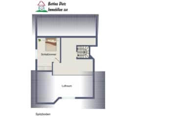 DIETZ: Lichtdurchflutete 4,5 Zimmer-Maisonette große Dachloggia – Galerie – Garage – Stellplatz - Grundriss DG (663635)