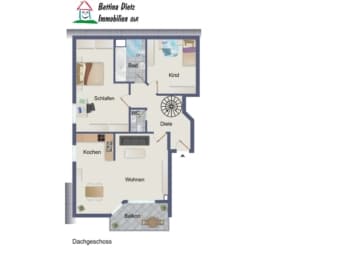DIETZ: Lichtdurchflutete 4,5 Zimmer-Maisonette große Dachloggia – Galerie – Garage – Stellplatz - Grundriss 2.OG (663634)