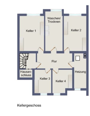 Großzügige Immobilie mit 2 Wohnungen – Erweiterungspotenzial – PV-Anlage ruhige Lage von Großostheim - Grundriss_Kellergeschoss (642241)