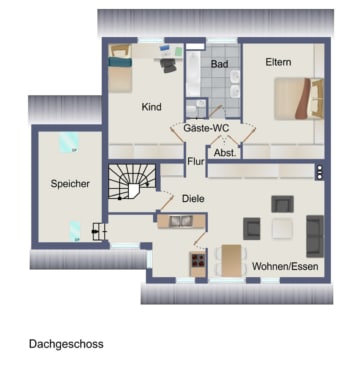Großzügige Immobilie mit 2 Wohnungen – Erweiterungspotenzial – PV-Anlage ruhige Lage von Großostheim - Grundriss Dachgeschoss (642240)