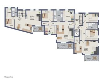 **VERKAUFT**DIETZ: Bauträgergrundstück mit Baugenehmigung für ein 7-Familienhaus 640qm Wohnfläche - Grundriss Obergeschoss (640931)