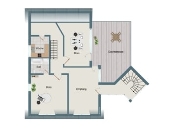 DIETZ: Bürohaus mit über 290m² Fläche im Gewerbegebiet zu vermieten! 40m² Dachterrasse! - Grundriss 2. OG (650768)