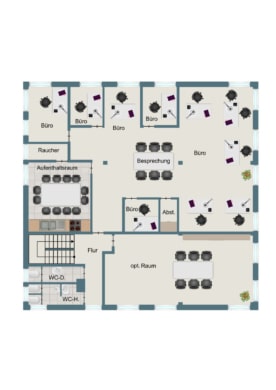 DIETZ: PROVISIONSFREI Modernisierte Büroetage mit 300m² Bürofläche zur Vermietung! Viele Parkplätze! - Grundriss OG 2 (643139)