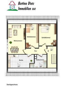 Gepflegtes 3 FH in Groß-Zimmern – 1 Wohnung sofort beziehbar – Garten und 2 Garagen – ruhige Lage - Grundriss DG (640326)