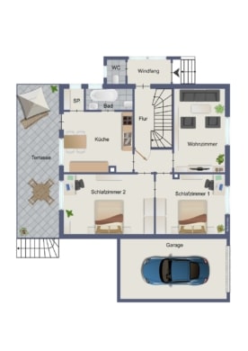 DIETZ: Top-Wohnlage 2-Familienhaus-Sanierungshaus + weitere Bebauung im hinteren Bereich möglich! - Grundriss Erdgeschoss (641789)