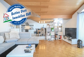 DIETZ: Gepflegte 4-Zimmer-Dachgeschosswohnung mit 2 Balkonen, Garage und Einbauküche VHB Gr-Zimmern! - Titelbild_Dietz_Stempel_3-bunt_links (670044)