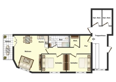 DIETZ: NEUBAU 3-Zimmer-Wohnung im 2. Obergeschoss mit herrlichem Weitblick – Feldrandlage! - Grundriss (701233)