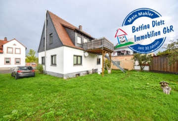 DIETZ: 1-2 Familienhaus in ruhiger Großostheimer Wohnlage zu verkaufen! Erdgeschoss bereits frei! - Außenansicht (647625)