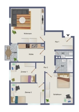 DIETZ: Renovierte 4-Zimmer-Eigentumswohnung im 10. OG in in Sachsenhausen! - Grundriss (677691)