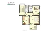 Grundriss 1. OG - Vermietete 3-Zimmer-Eigentumswohnung im 1. Obergeschoss mit überdachtem Balkon!