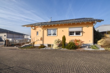 DIETZ: Einzigartiges Architektenhaus mit Einliegerwohnung, Pool und Gewerbehalle für Ihr Unternehmen - Außenansicht (659877)