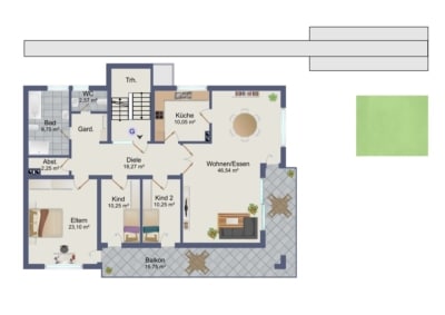 DIETZ: Größer als manches Haus! 4-Zimmer-Obergeschosswohnung – 3-fach-Verglasung – Pelletsheizung - Grundriss OG (700798)