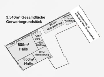 DIETZ: Gewerbeimmobilie mit 1888qm Lager- und Produktionsflächen, Teilbar ab 1772qm für 5000,- netto - Lageplan Expose (632995)