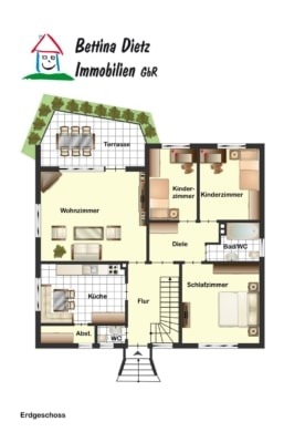 DIETZ: Bungalow mit gepflegtem Garten und großer Garage und ausbaufähigem Dachgeschoss! Gute Lage! - Grundriss Erdgeschoss (643333)