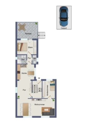 DIETZ: 3-Zimmer-Erdgeschosswohnung mit Terrasse – Car-Port – S-Bahn-Nähe – Ruhige Lage Dudenhofen - Grundriss (654816)