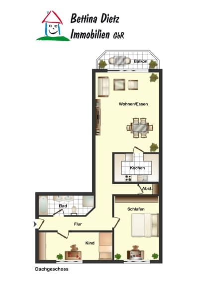 DIETZ: Helle freundliche 3-Zimmer Dachgeschosswohnung in Groß-Zimmern mit Garage und sonnigem Balkon - Grundriss_8589 (696919)
