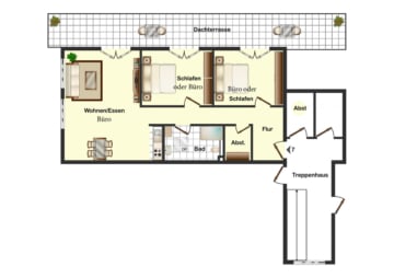 DIETZ: NEUBAU 3-Zimmer-Wohnung und Büro nur für Vorsteuerabzugsberechtigte! Wohnen und Arbeiten! - Grundriss (674515)
