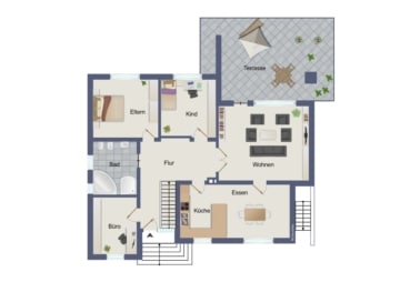 DIETZ: Aussiedlerhof mit großzügigem Wohnhaus und Nebengebäuden in Babenhausen auf über 1,1 ha! - Grundriss Erdgeschoss (665715)