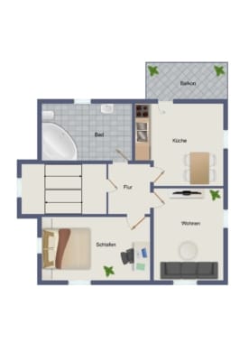DIETZ: 2-Familienwohnhaushaus mit ausgebauten Dachgeschoss – Zentrale Lage im Mischgebiet! - Grundriss Obergeschoss (664268)