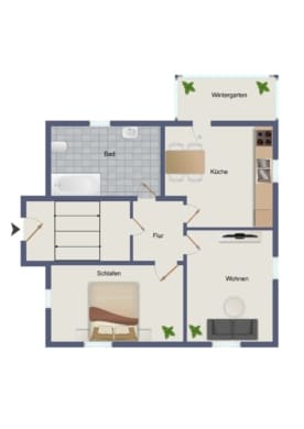DIETZ: 2-Familienwohnhaushaus mit ausgebauten Dachgeschoss – Zentrale Lage im Mischgebiet! - Grundriss Erdgeschoss (664267)