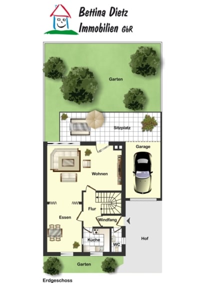 Vermietetes Reihenhaus mit großem Garten, Garage und Keller in Eppertshausen - EG (698250)