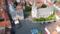 DIETZ: Einzigartige Gastronomie, Bar oder Weinlokal am Groß-Umstädter Marktplatz zu vermieten! - Luftbild