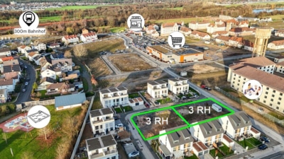 DIETZ: 3 Reihenhausgrundstücke mit Baugenehmigungen im neuen Babenhäuser Wohnquartier Kaisergärten! - 2 x 3 Reihenhäuser (698511)