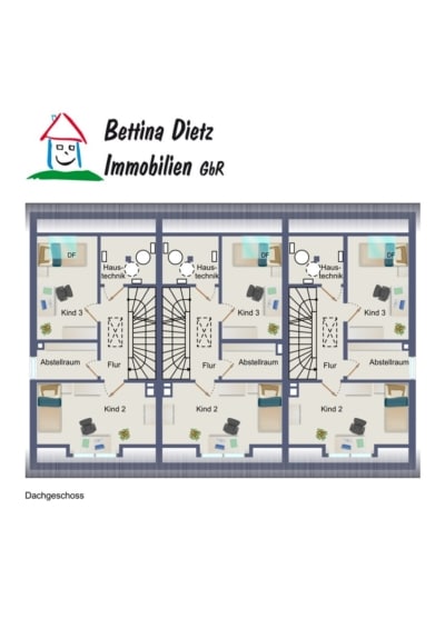 DIETZ: 3 Reihenhausgrundstücke mit Baugenehmigungen im neuen Babenhäuser Wohnquartier Kaisergärten! - Grundriss DG (698521)