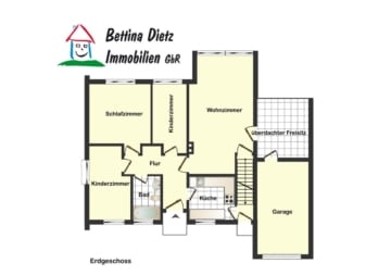 DIETZ: Bungalow mit 4 Zimmern in TOP-Randlage von Dieburg mit Garage / Car-Port und Keller - Grundriss (667932)