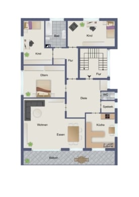 DIETZ: XXL 3 Familienhaus mit 3 Garagen – Ruhige Feldrandlage inkl. angrenzendem Wiesengrundstück! - Grundriss Obergeschoss (664900)