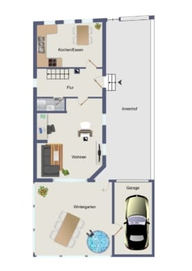 DIETZ: Gepflegtes Wohnhaus + Einliegerwohnung im Ortskern von Großostheim mit Wintergarten + Garage! - Grundiss Erdgeschoss (654138)