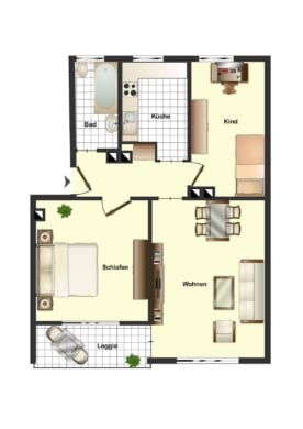DIETZ: Gepflegte 3-Zimmer-Wohnung im 4. Obergeschoss – Frankfurt – GALLUS - Grundriss (667740)