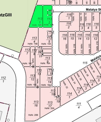 DIETZ: Doppelhausgrundstück mit Baugenehmigung – Sofort bebaubar – im Neubaugebiet Kaisergärten! - Lageplan Malatyastr 12A-12B (675340)