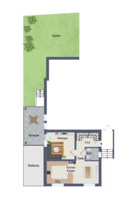 DIETZ: Bezahlbares modernisiertes EFH mit Garage – PV – Klima – Wärmepumpe in Kleestadt! - Grundriss EG mit Garten (642995)