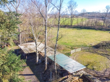 DIETZ: Reitgelände mit Stallungen für 13 Pferdeboxen auf 1,5 ha zu vermieten! Nur 20 Min von FFM! - Luftbild (666319)