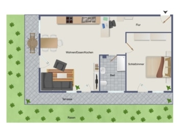 DIETZ: Modernisierte 2-Zimmer Eigentumswohnung in beliebter Wohnlage von Eppertshausen zu verkaufen! - Schematischer Grundriss (651372)
