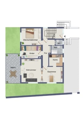 DIETZ: Kernsanierte 3-Zimmer-Wohnung in Feldrandlage von Unter-Schweinheim! Inkl. neuer Einbauküche! - Grundriss (670022)