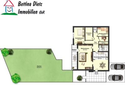 DIETZ: Modernisierte 4,5 Zimmer-Wohnung mit Balkon, Garage und eigenem Garten – Direkter Zugang! - Grundriss (698345)