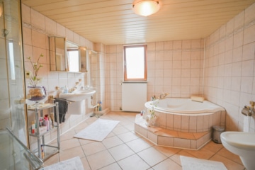 DIETZ: Industriegebäude – Wohnen u. Arbeiten! Große Halle, Büroraum, Stellplätze und Betriebswohnung - Tageslichtbadezimmer mit Dusche und Wanne (695863)