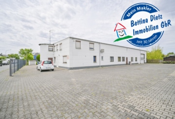 DIETZ: Industriegebäude – Wohnen u. Arbeiten! Große Halle, Büroraum, Stellplätze und Betriebswohnung - Außenbild (695832)