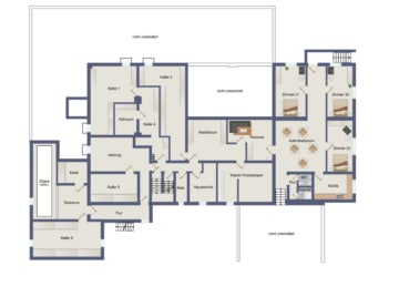DIETZ: Sanierungsbedürftiges Hotel in idyllischer Waldrandlage von Weiterstadt mit 33 Zimmern! - Grundriss Kellergeschoss (679017)