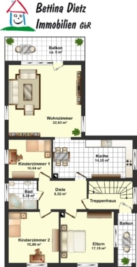 DIETZ: Gepflegte 4 Zi-Wohnung im ersten OG – 2 Balkon – Garage - Grundriss (645119)