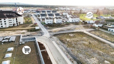 DIETZ: 6 Reihenhausgrundstücke mit Baugenehmigungen im neuen Babenhäuser Wohnquartier Kaisergärten! - Luftaufnahme (698503)