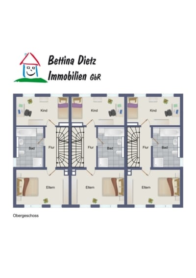 DIETZ: 6 Reihenhausgrundstücke mit Baugenehmigungen im neuen Babenhäuser Wohnquartier Kaisergärten! - Grundriss OG (698505)