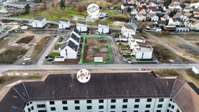 DIETZ: 6 Reihenhausgrundstücke mit Baugenehmigungen im neuen Babenhäuser Wohnquartier Kaisergärten! - Luftbild (698499)
