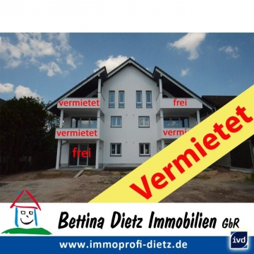 **VERMIETET**DIETZ: +++Neubauwohnung 2 Zimmer mit Balkon – Fußbodenheiz. – PKW-Stellplatz – 6 Familienhaus – Jügesheim, 63110 Rodgau, Dachgeschosswohnung