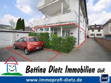 **VERMIETET**DIETZ: Gut ausgestattete 2 Zimmer-Erdgeschosswohnung – Wintergarten – überdachte Terrasse – Einbauküche – Wanne – PKW-Stellplatz uvm., 63110 Rodgau, Erdgeschosswohnung