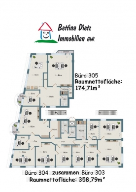 DIETZ: Provisionsfreie günstige Flächen im REPRÄSENTATIVEN Bürogebäude, 63179 Obertshausen, Bürofläche