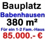 **Verkauft**  Bauplatz in Babenhausen - Bauplatz 380 m² 85.000.- EUR
